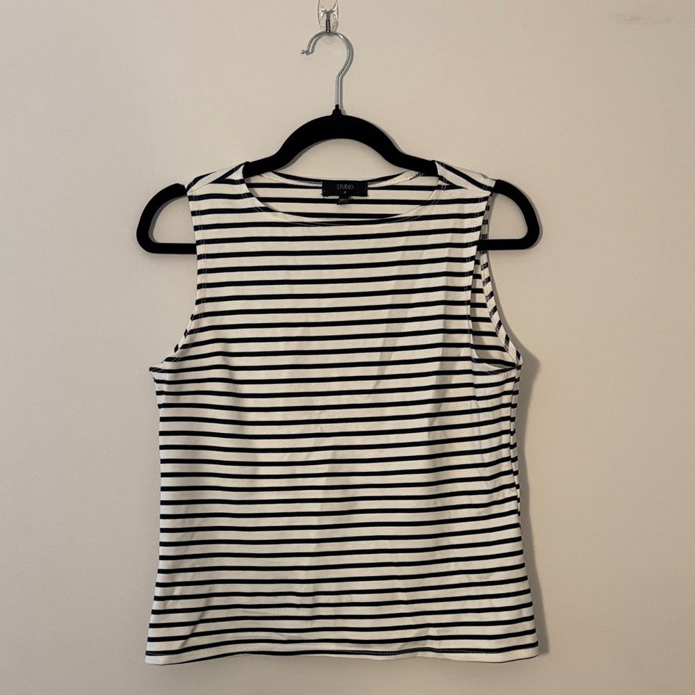 Fitted Boatneck Striped Tank Top